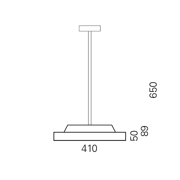 Massskize der Leuchte DISC LED PENDELROHR 410