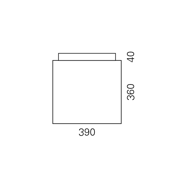 Massskize der Leuchte EIK LED DIREKT 390x390x400
