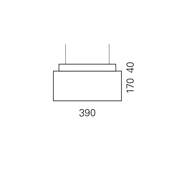 Massskize der Leuchte EIK LED PENDEL 390x390x210