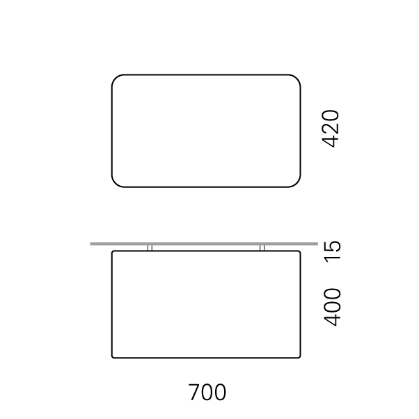 Massskize der Leuchte EMIL LED DIREKT 420x700x400