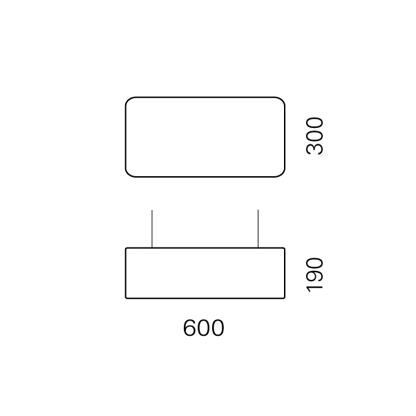 Massskize der Leuchte EMIL LED PENDEL 300x600x190