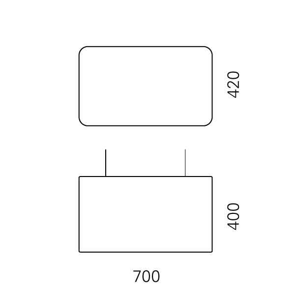 Massskize der Leuchte EMIL LED PENDEL 420x700x400