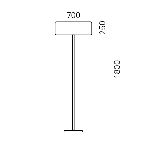 Massskize der Leuchte EMIL LED STEHLEUCHTE 700x250