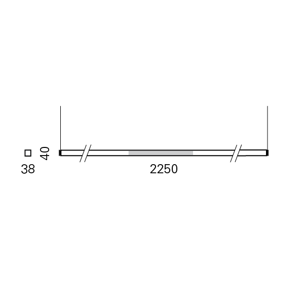 Massskize der Leuchte LINE LED PENDEL 2250