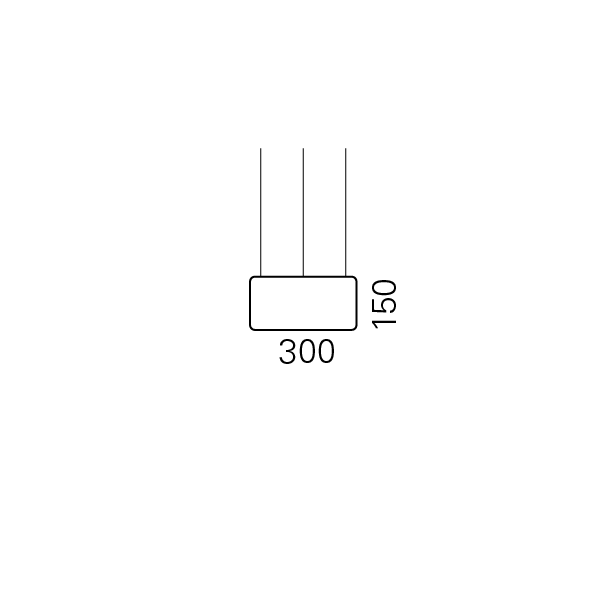 Massskize der Leuchte MONA LED PENDEL 300x150