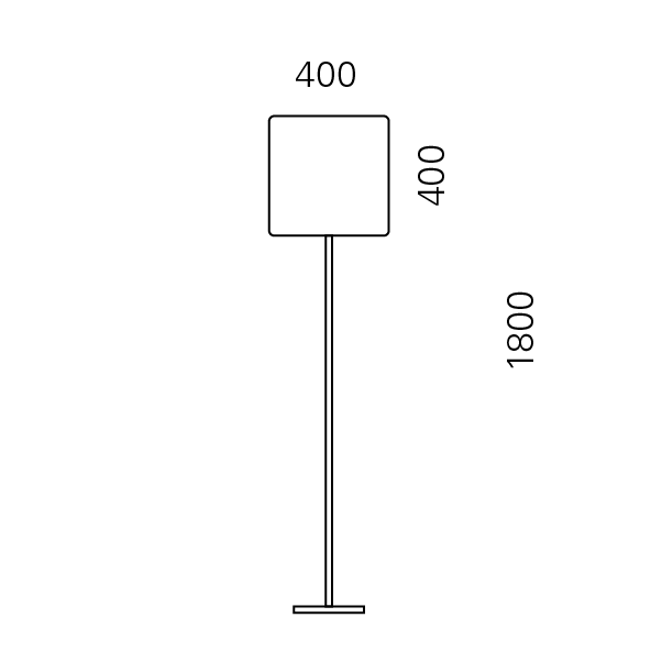 Massskize der Leuchte MONA LED STEHLEUCHTE 400x400