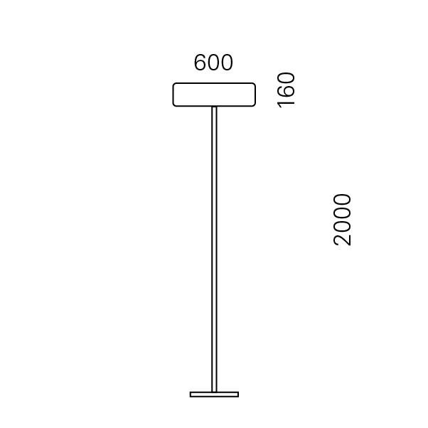 Massskize der Leuchte MONA LED STEHLEUCHTE 600x160