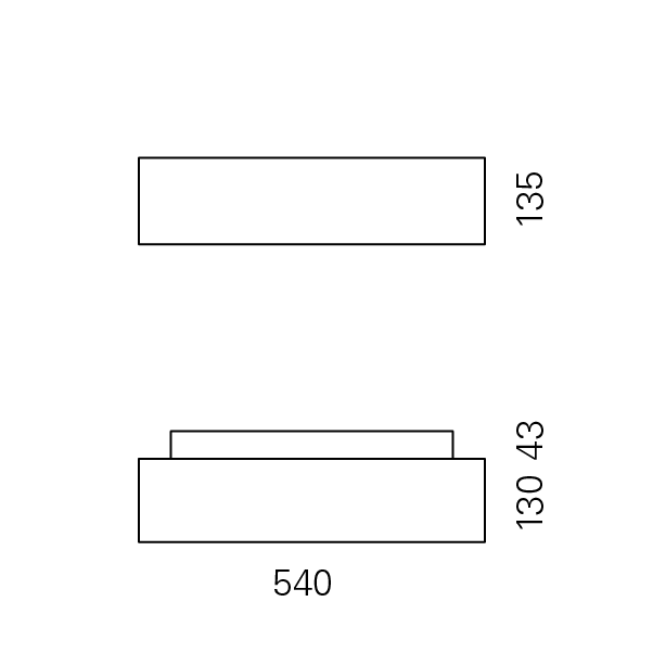 Massskize der Leuchte NIK LED DIREKT 135x540x130