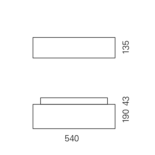 Massskize der Leuchte NIK LED DIREKT 135x540x190