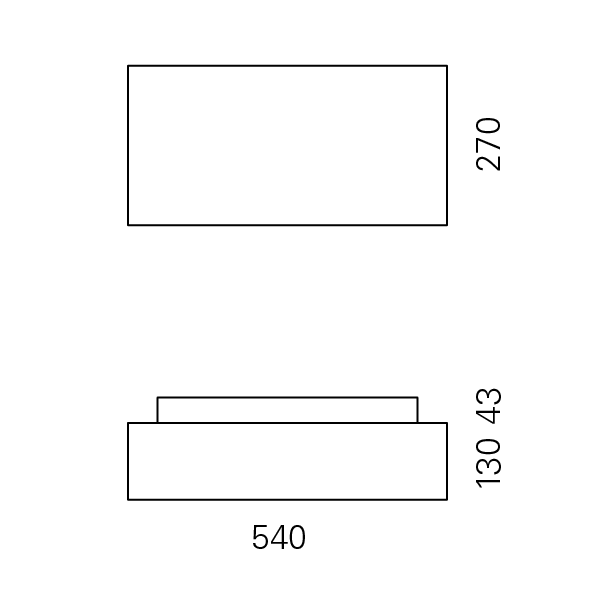 Massskize der Leuchte NIK LED DIREKT 270x540x130