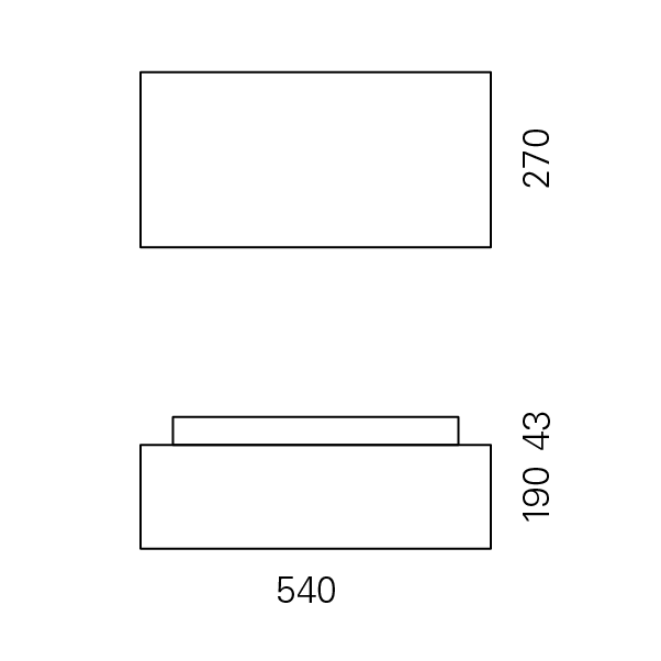 Massskize der Leuchte NIK LED DIREKT 270x540x190