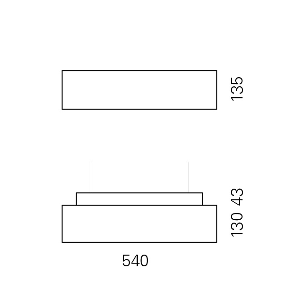 Massskize der Leuchte NIK LED PENDEL 135x540x130