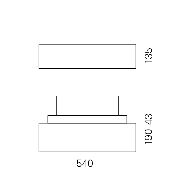 Massskize der Leuchte NIK LED PENDEL 135x540x190
