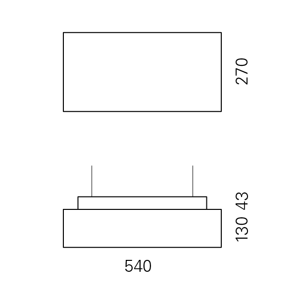 Massskize der Leuchte NIK LED PENDEL 270x540x130