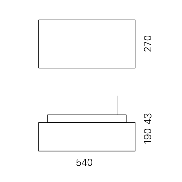 Massskize der Leuchte NIK LED PENDEL 270x540x190