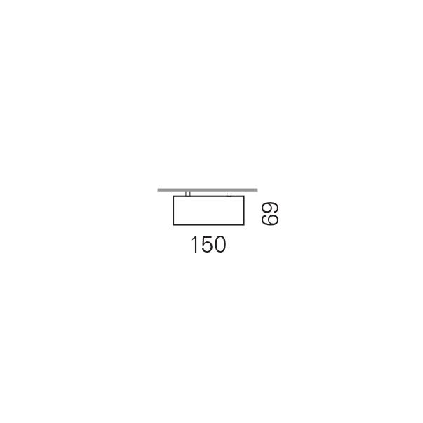 Massskize der Leuchte RHO LED DIREKT 150x1710