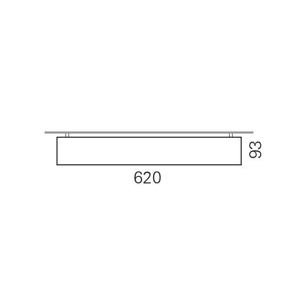 Massskize der Leuchte RHO LED DIREKT 620x1430