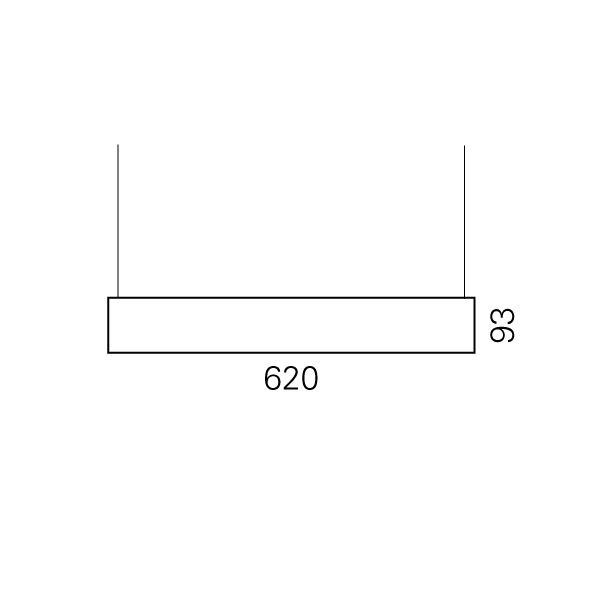 Massskize der Leuchte RHO LED PENDEL TIEFSTRAHLEND 620x1160