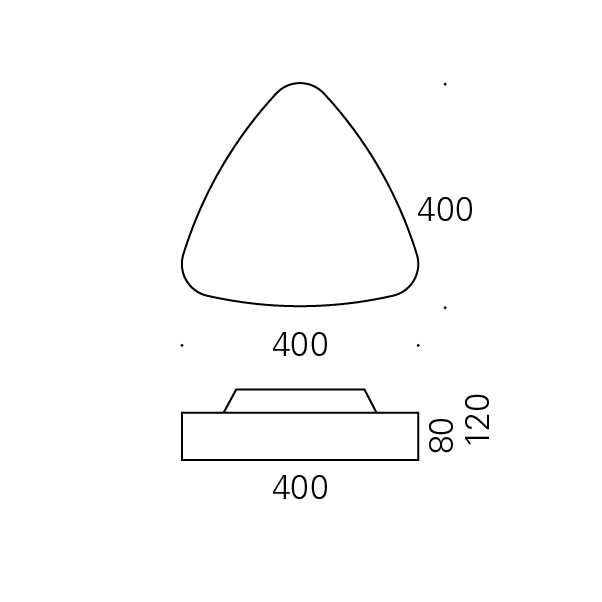Massskize der Leuchte RON LED DIREKT 400