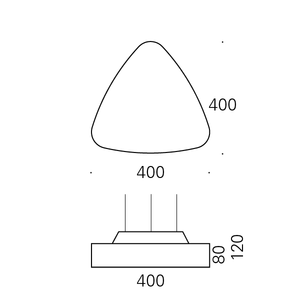 Massskize der Leuchte RON LED PENDEL 400