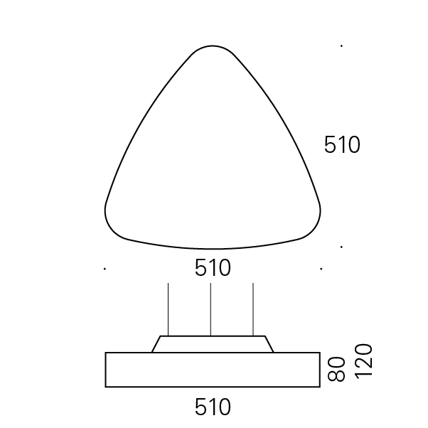 Massskize der Leuchte RON LED PENDEL 510