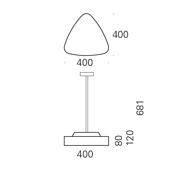 Massskize der Leuchte RON LED PENDELROHR 400
