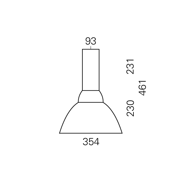 Massskize der Leuchte TIEFSTRAHLER LED PENDEL 354