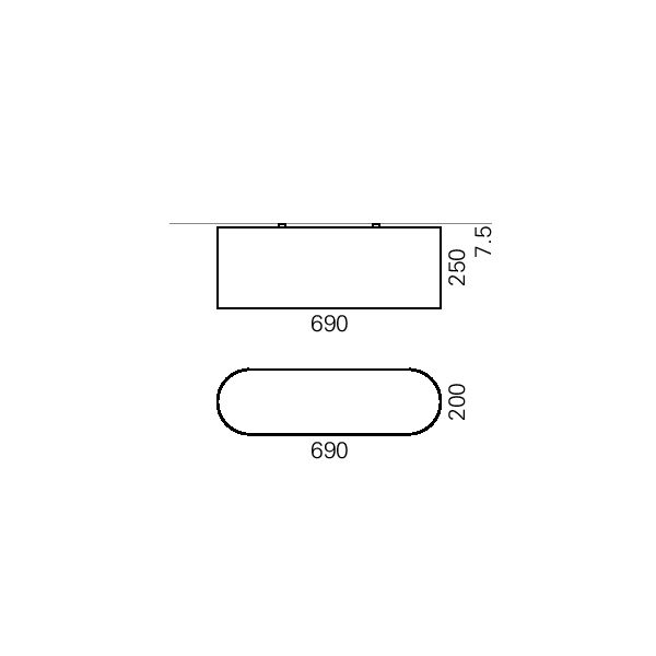 Massskize der Leuchte URS LED DIREKT 690x250