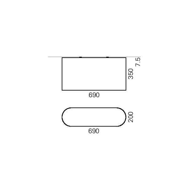 Massskize der Leuchte URS LED DIREKT 690x350