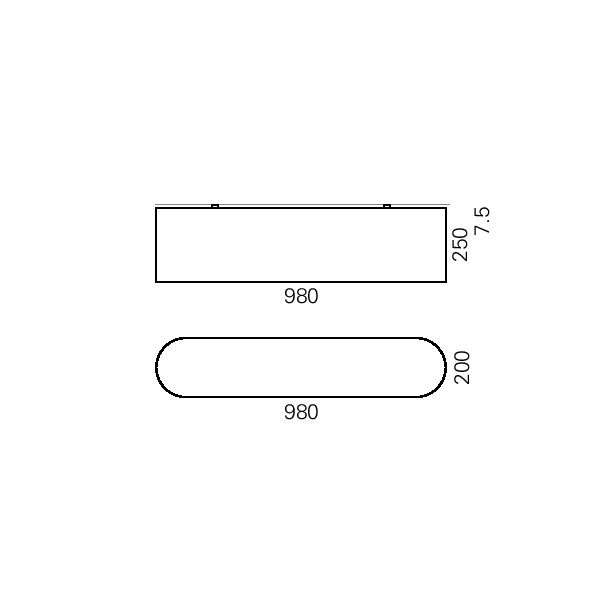 Massskize der Leuchte URS LED DIREKT 980x250