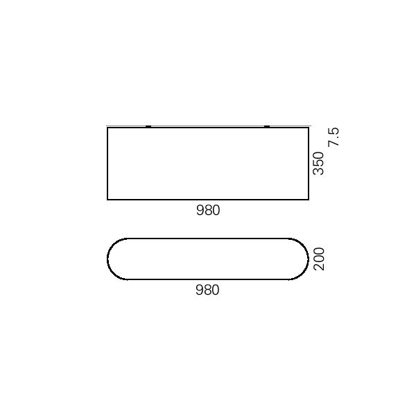 Massskize der Leuchte URS LED DIREKT 980x350