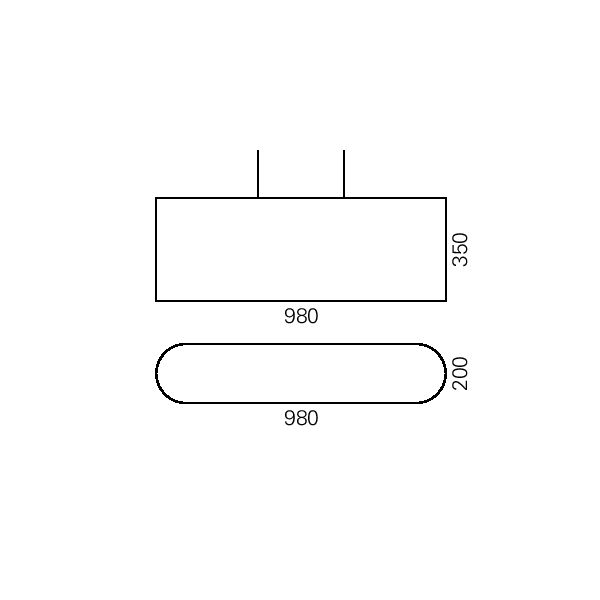 Massskize der Leuchte URS LED PENDEL 980x350
