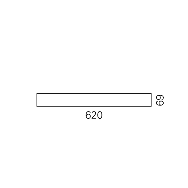 Massskize der Leuchte ZETA LED PENDEL 620x620