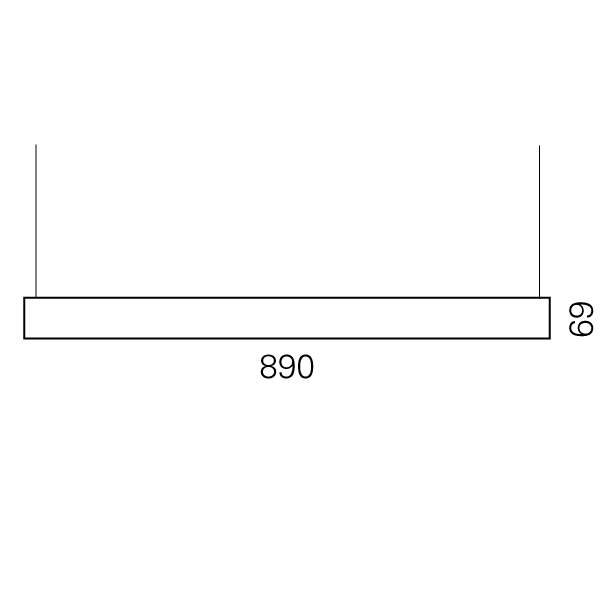 Massskize der Leuchte ZETA LED PENDEL 890x890