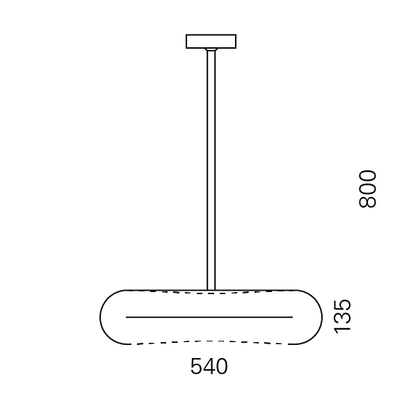 Massskize der Leuchte ARNO LED PENDELROHR 540 800