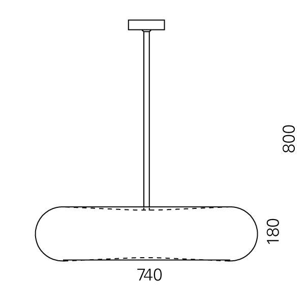 Massskize der Leuchte ARNO LED PENDELROHR 740 800