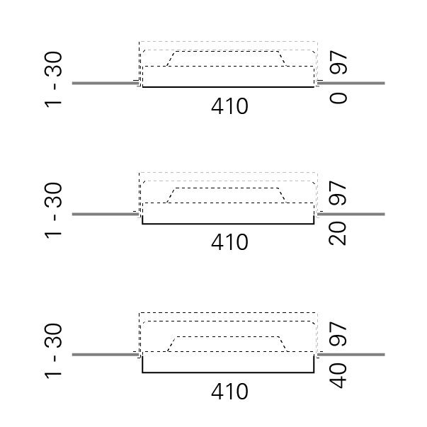 Massskize der Leuchte DISC LED EINBAU 410