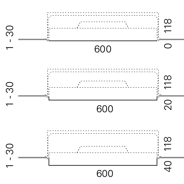 Massskize der Leuchte DISC LED EINBAU 600