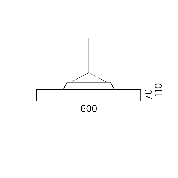 Massskize der Leuchte DISC LED PENDEL 600
