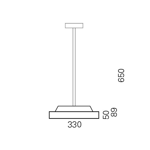 Massskize der Leuchte DISC LED PENDELROHR 330