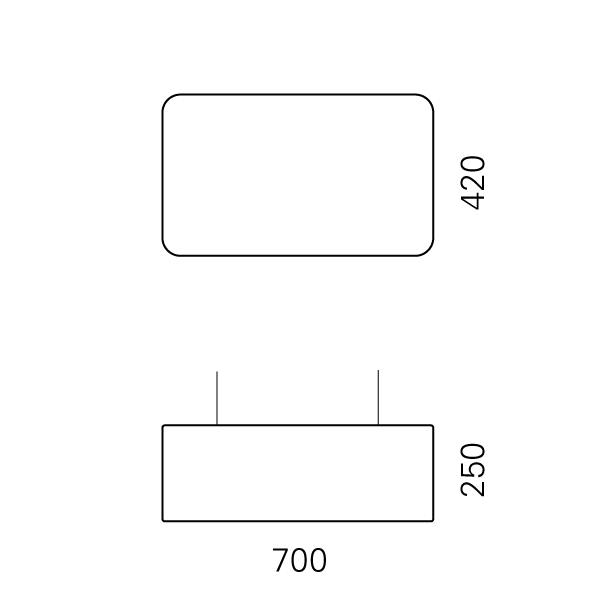 Massskize der Leuchte EMIL LED PENDEL 420x700x250