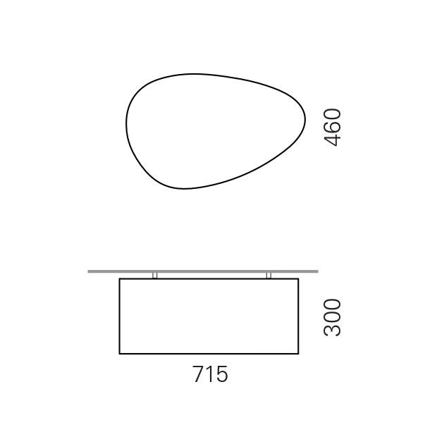Massskize der Leuchte NINA LED DIREKT 600x300