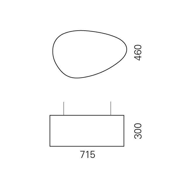 Massskize der Leuchte NINA LED PENDEL 600x300