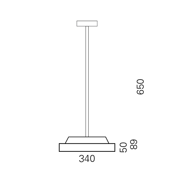 Massskize der Leuchte OLI LED PENDELROHR 340
