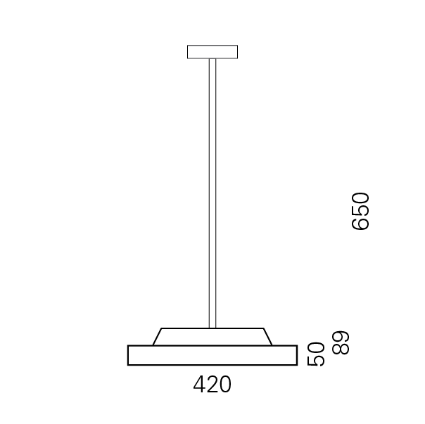 Massskize der Leuchte OLI LED PENDELROHR 420