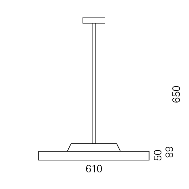 Massskize der Leuchte OLI LED PENDELROHR 610