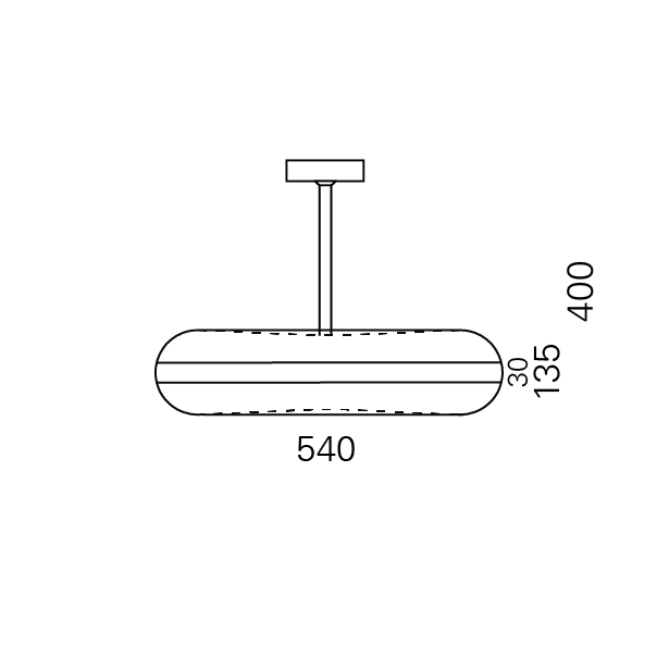 Massskize der Leuchte RICO LED PENDELROHR 540  400