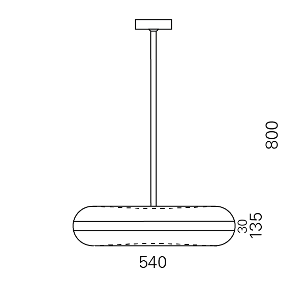 Massskize der Leuchte RICO LED PENDELROHR 540 800