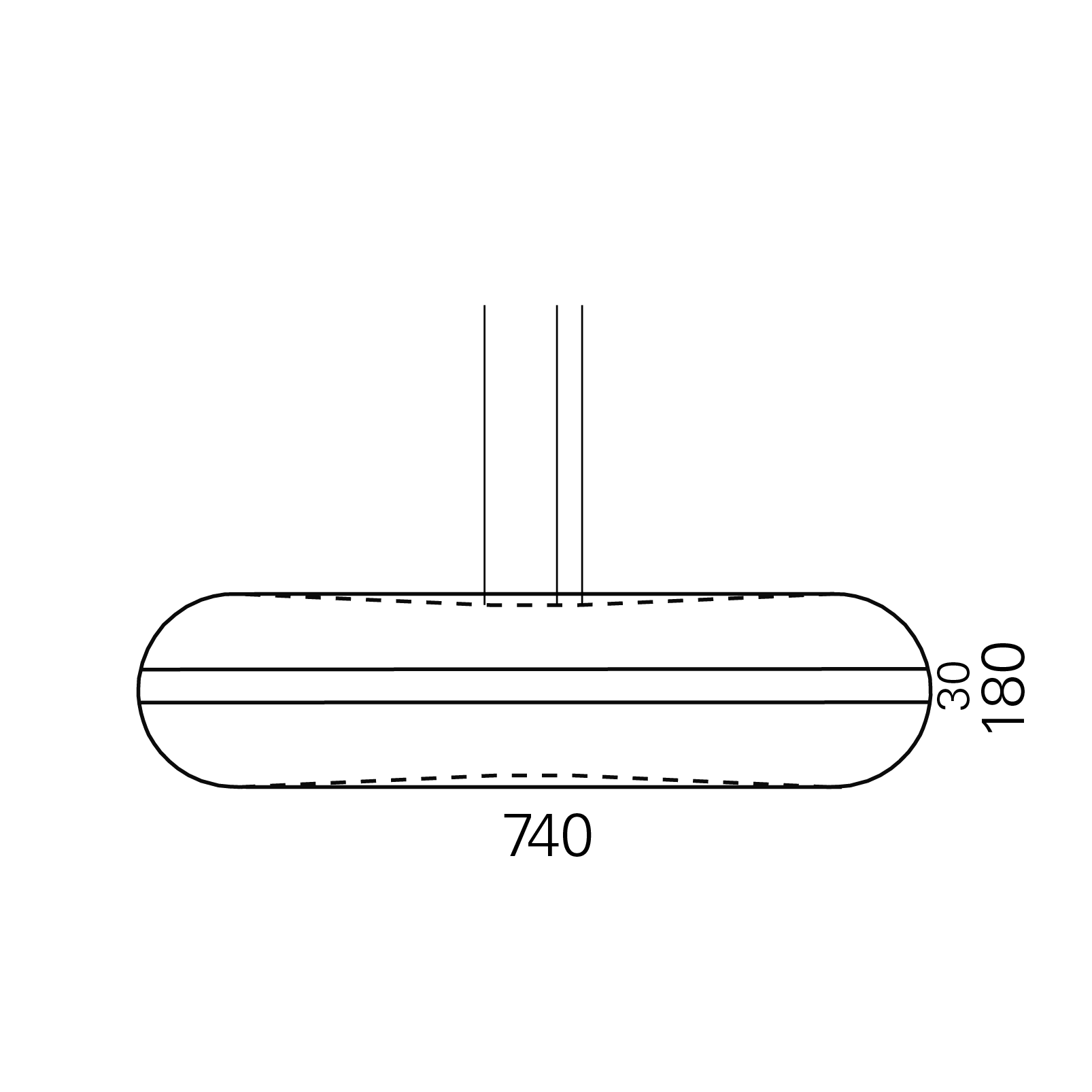 Massskize der Leuchte RICO LED PENDEL 740