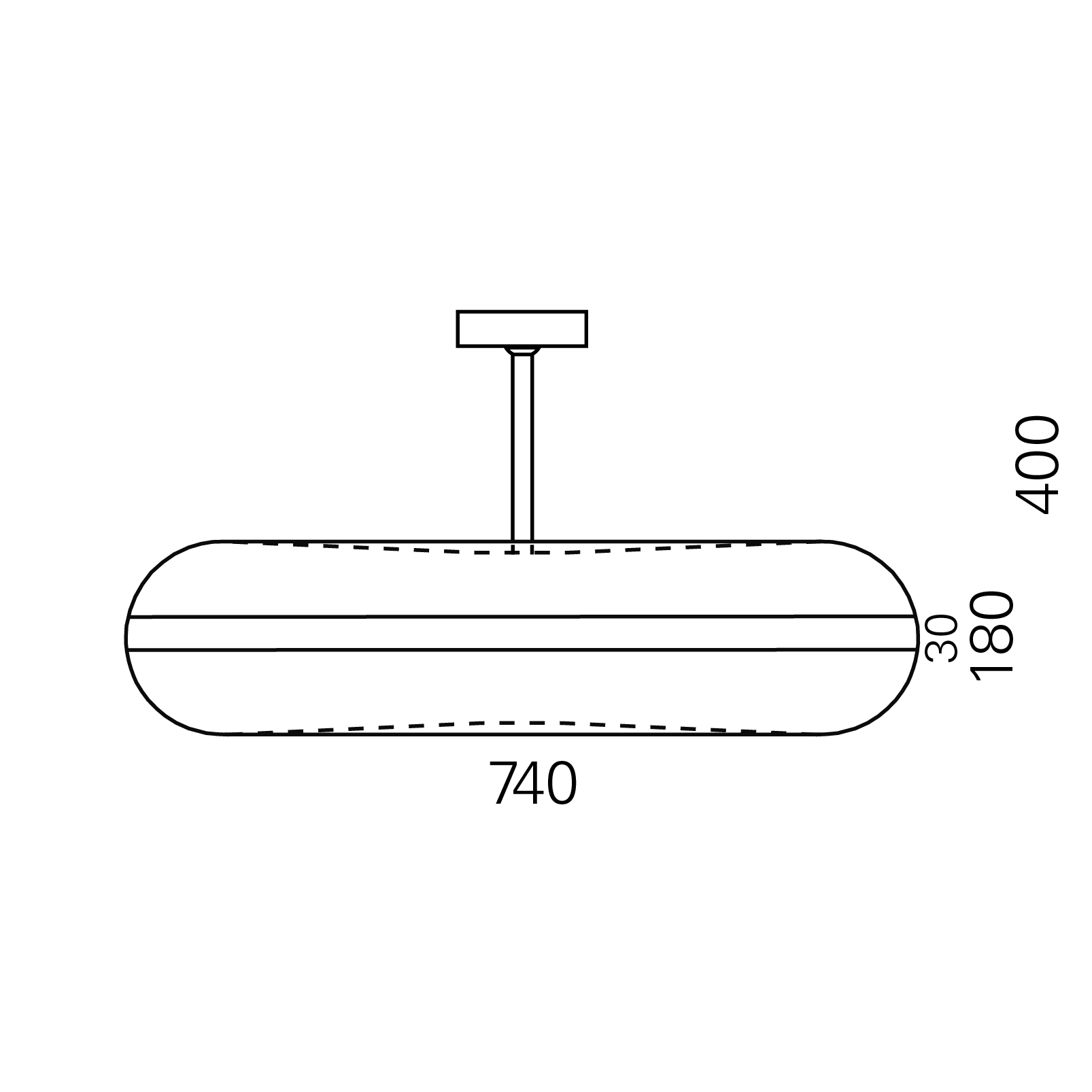 Massskize der Leuchte RICO LED PENDELROHR 740  400